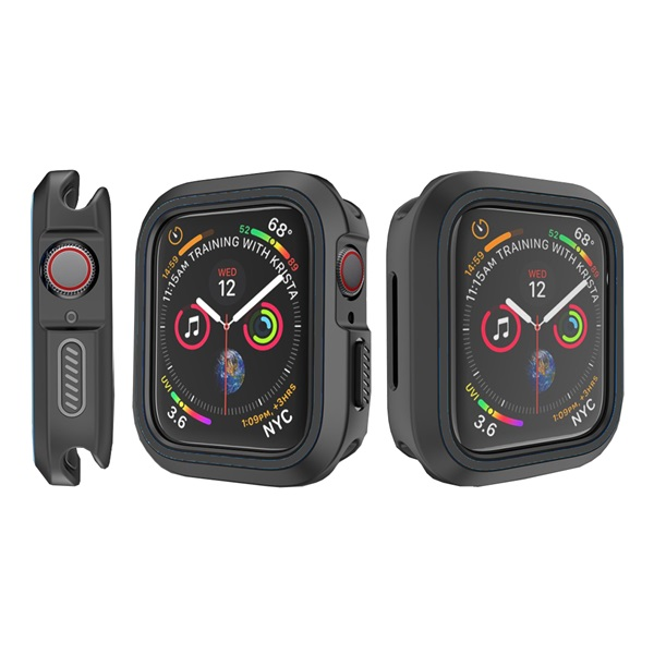 Szilikon keret (BUMPER, ütésálló) FEKETE Apple Watch Series SE 40mm / Watch Series 6 40mm / Watch Series 5 40mm  "Gigapack csomagolás" (GP-83703)