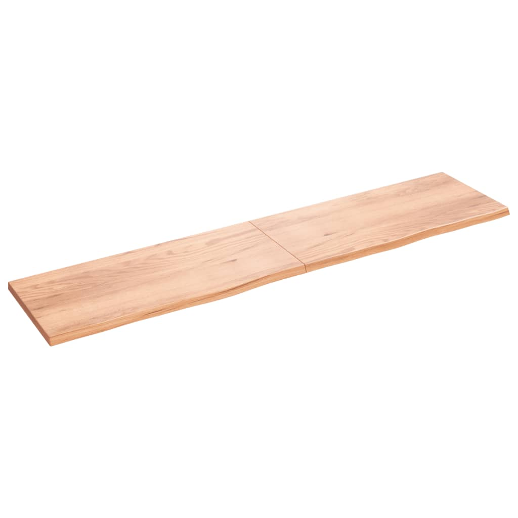 világosbarna kezelt tömör tölgyfa fali polc 220 x 50 x (2-4) cm (363736)