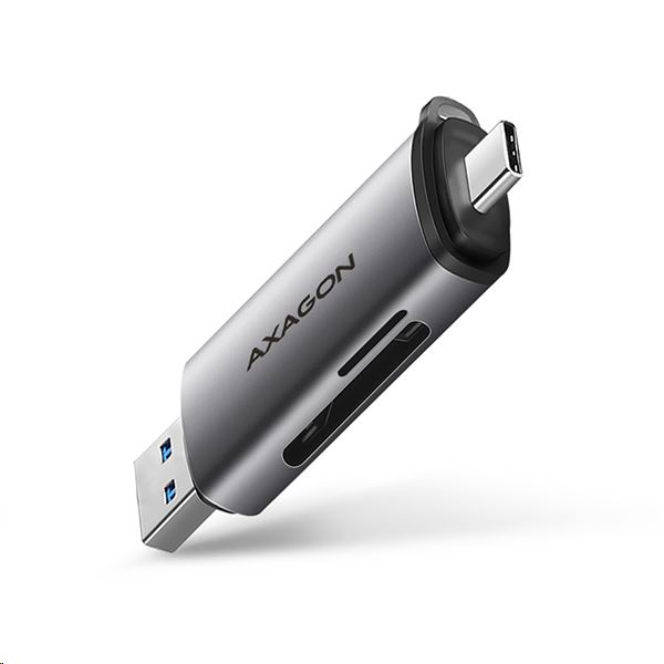 Axagon USB-C + USB-A 2 foglalatú külső kártyaolvasó szürke (CRE-SAC) (CRE-SAC)