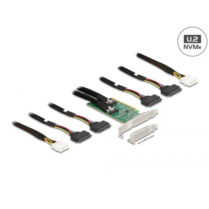 Delock PCI Express 4.0 x16 kártya - 4 x SFF-8639 NVMe (90077) (del90077)