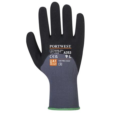 PORTWEST DermiFlex Ultra Plus nylon védőkesztyű L-es méret szürke-fekete (A353G8RL) (A353G8RL)