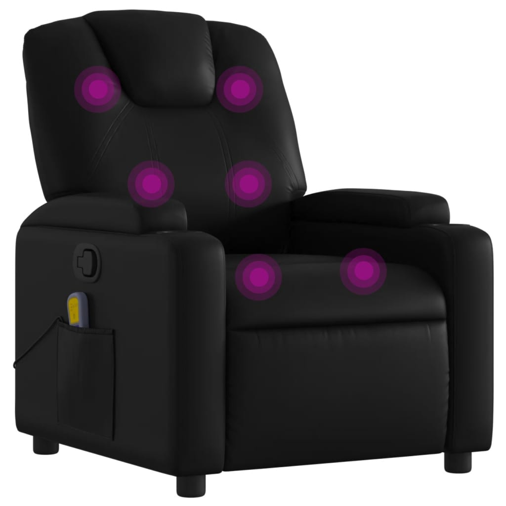 fekete műbőr dönthető masszázsfotel (372396)