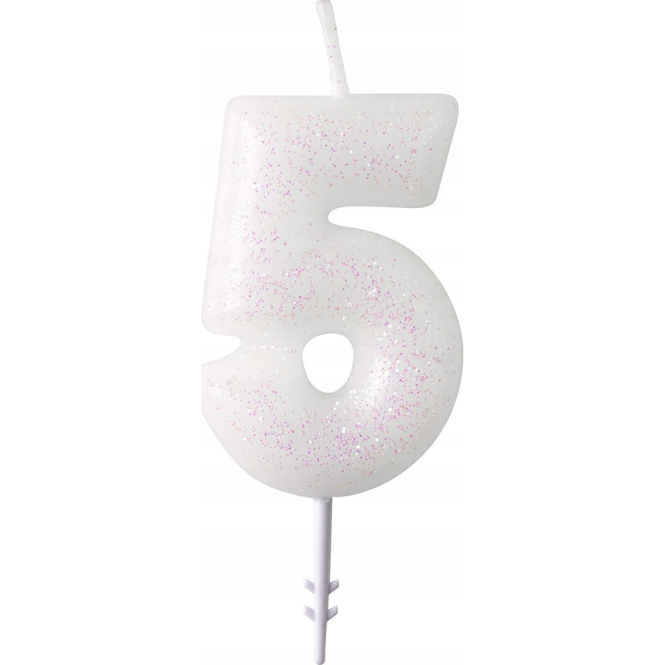 Csillámos Gyertya - 5-ös, 6,5 cm, Fehér (9904380)