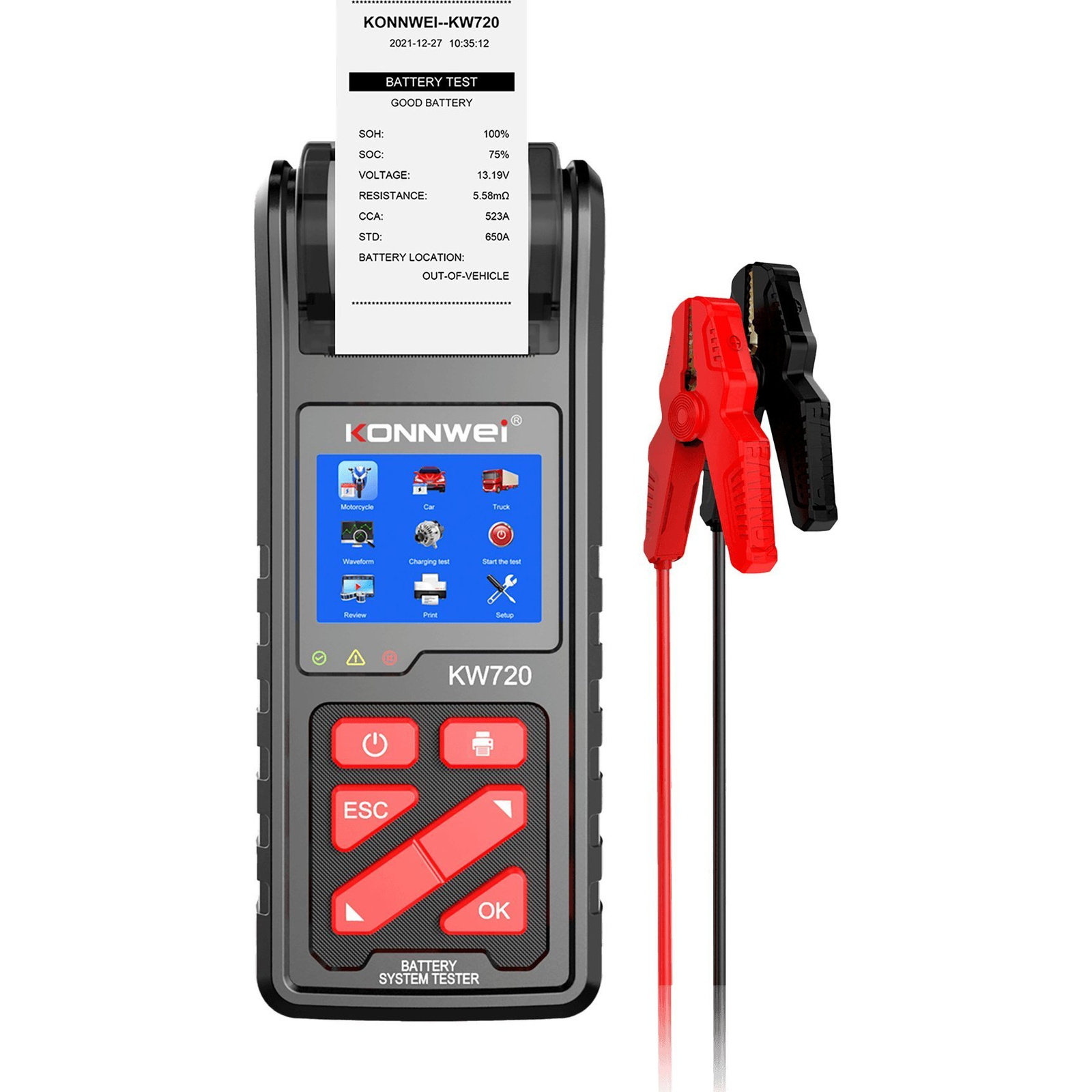 Konnwei KW720 Nyomtatóval Ellátott Akkumulátor Mérő (KW720)