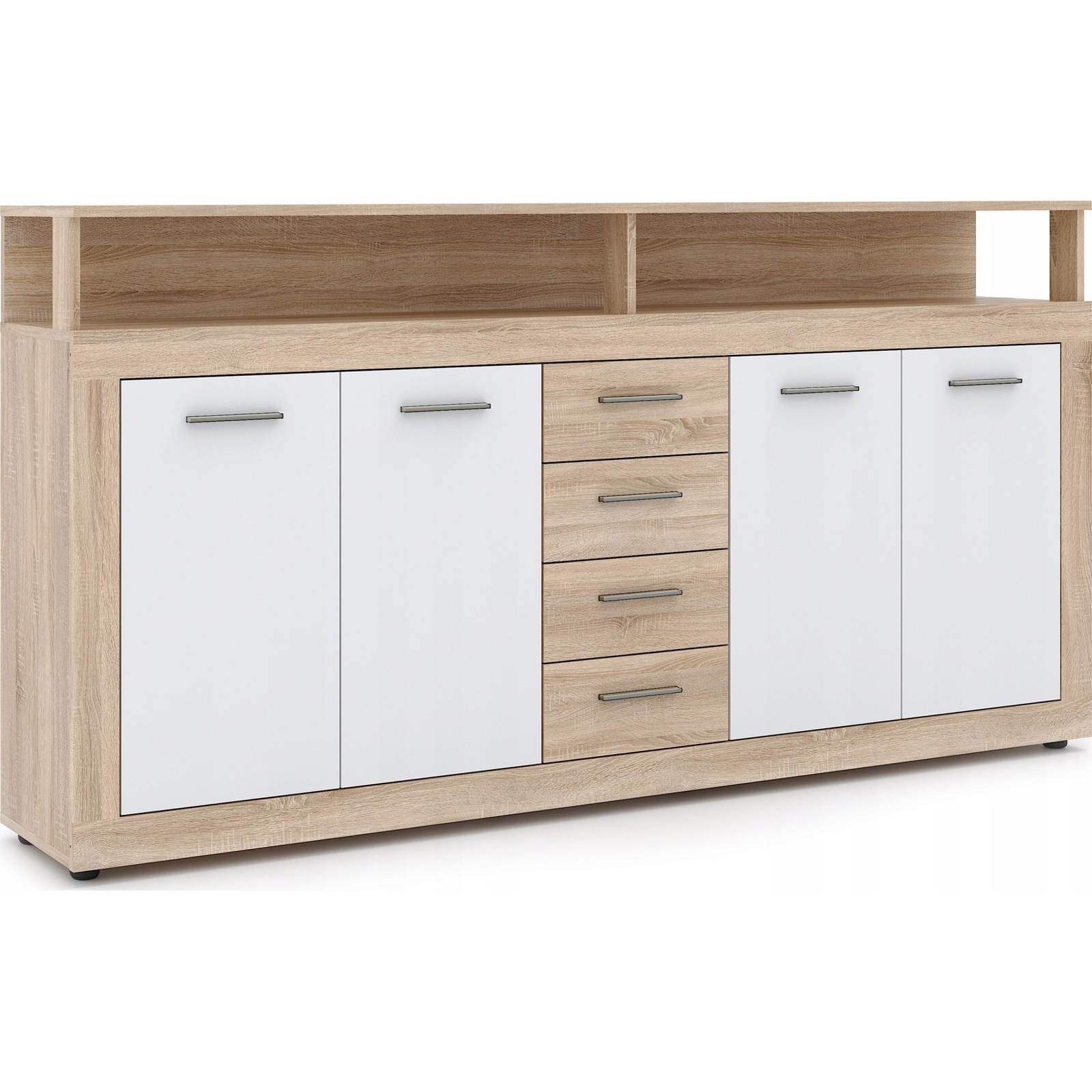 XXL 4D4S komód, sonoma tölgy dekor, fehér (WIP000389)