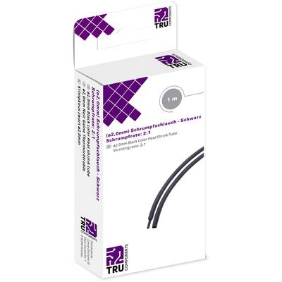 TRU COMPONENTS T1904CA027 Zsugorcső ragasztó nélkül Fekete 2 mm Zsugorodási arány:2:1 1 m (T1904CA027)