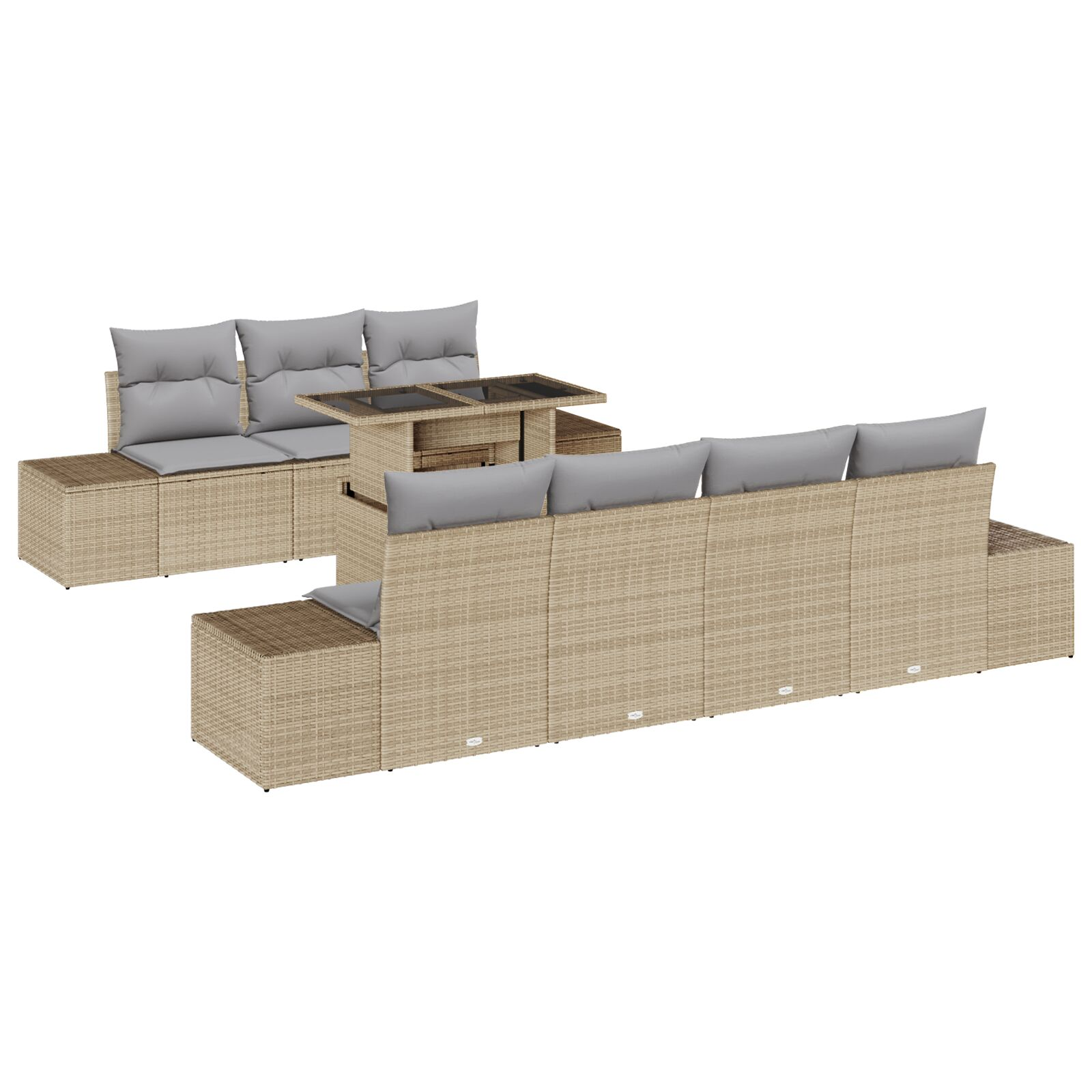 Kerti Sofa Szett 8 darabos Bézs Rattan Modern Kültéri Bútor (3357863)