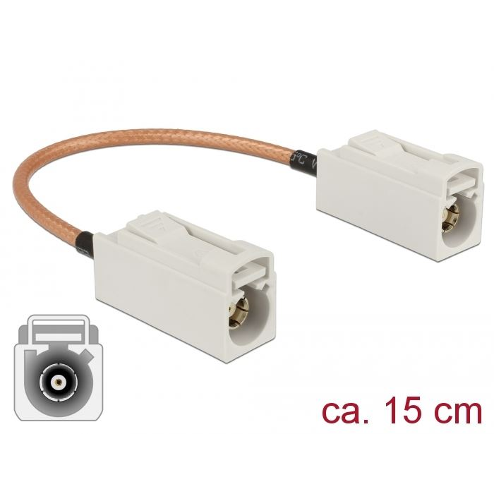Delock FAKRA B-hüvely > FAKRA B-hüvely RG-316 antenna kábel 15cm (89674) (DE89674)