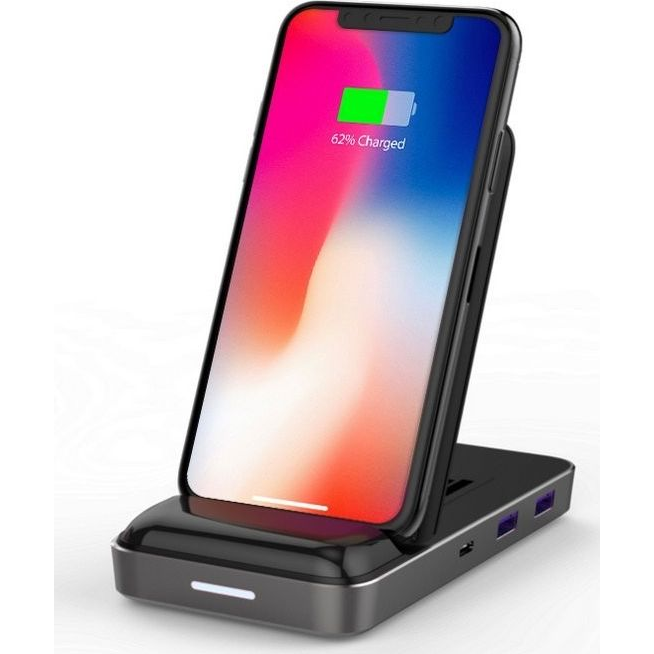 HyperDrive Hub USB-C és 7,5 W Vezeték Nélküli Töltő MacBook Pro - Szürke (HD258B)