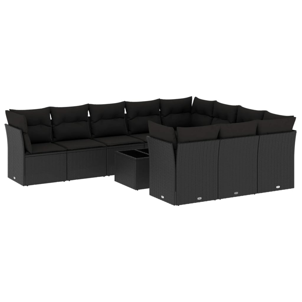 11 részes fekete polyrattan kerti ülőgarnitúra párnákkal (3250064)