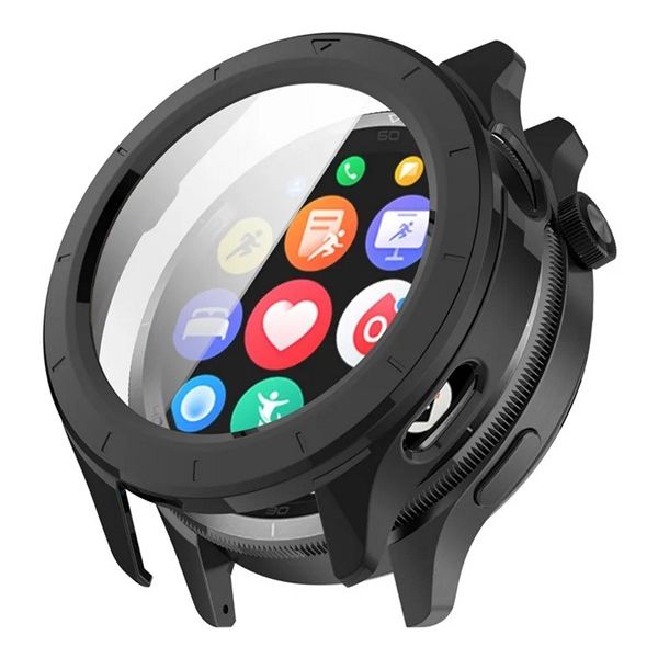 gigapack Műanyag keret (BUMPER, ütésállóság + kijelzővédő üveg) FEKETE Xiaomi Watch S4 " csomagolás" (GP-167163)