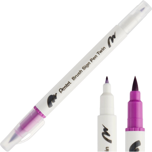 Oboustranné fix Pen Twin Pentel Violet s štětcem