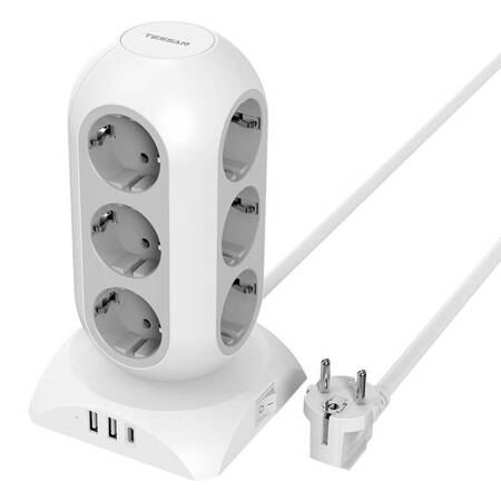 Tessan 12x AC, 2x USB-A, 1x USB-C hálózati elosztó (TPS02-DE-C) (TPS02-DE-C)
