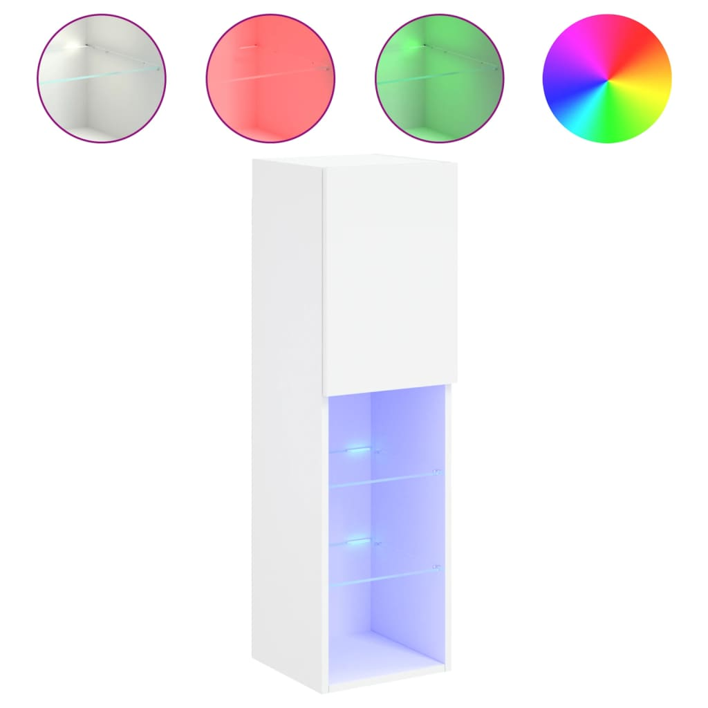 fehér TV-szekrény LED-lámpákkal 30,5 x 30 x 102 cm (837015)