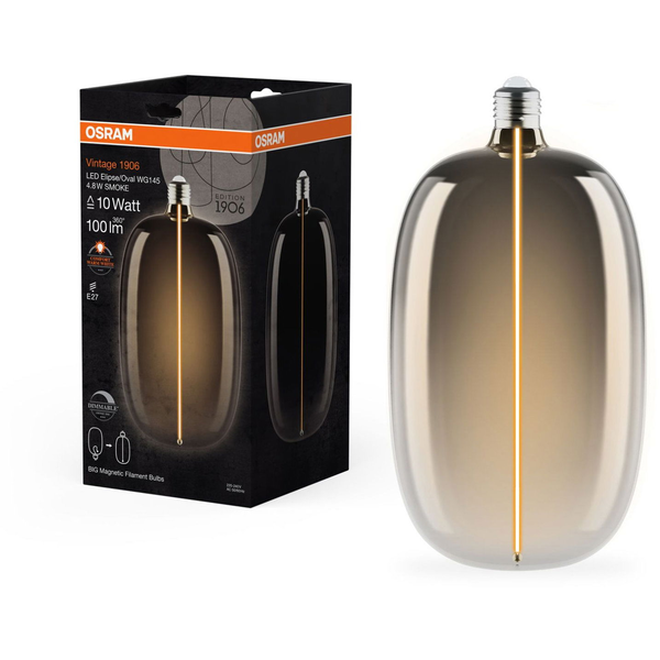 OSRAM LED izzó, füstös, E27, 4,8 W, VINTAGE ELIPSE/ OVAL, meleg fehér