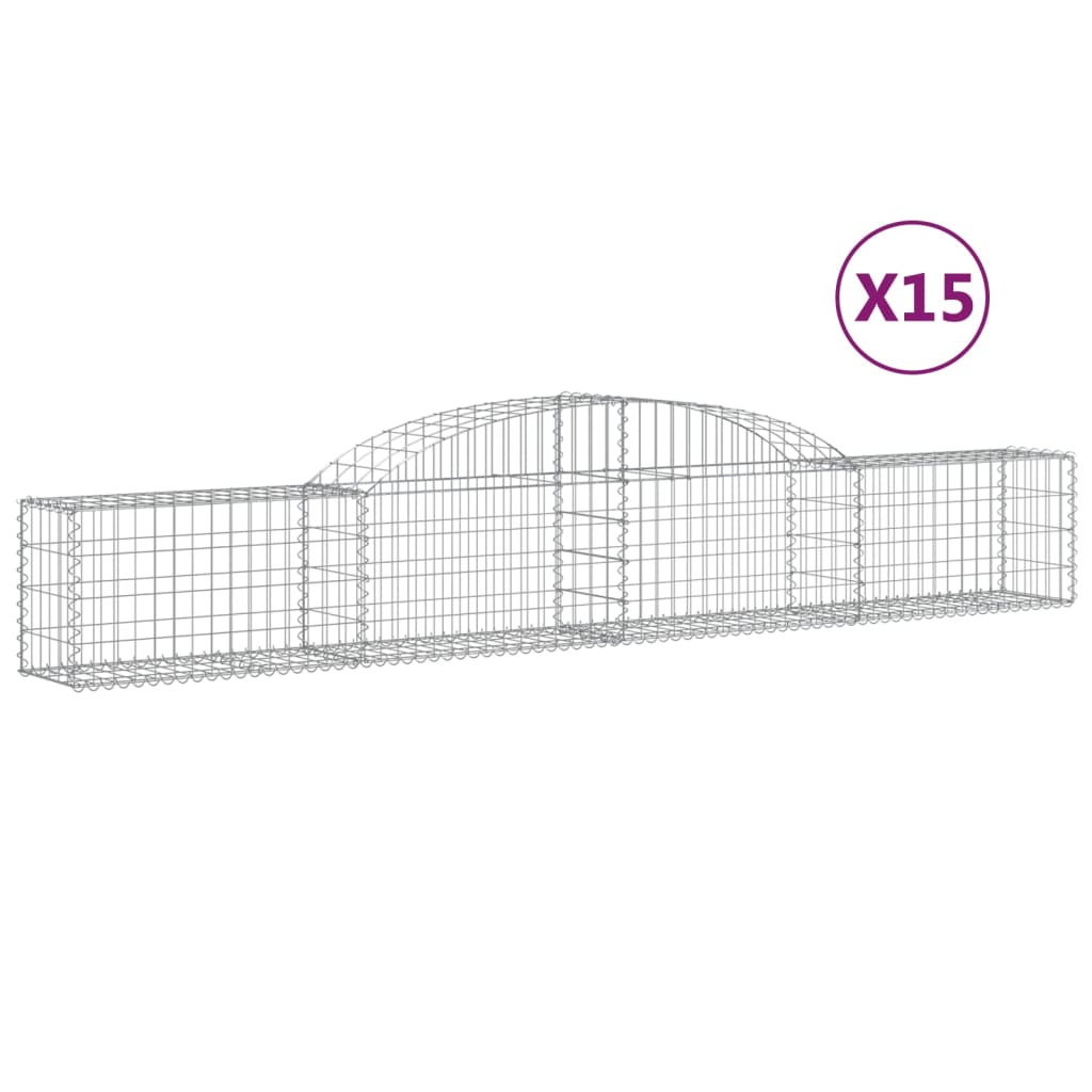 15 db íves horganyzott vas gabion kosár 300x30x40/60 cm (3146479)