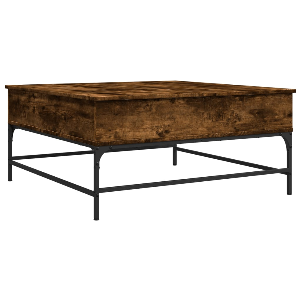 füstös tölgy szerelt fa és fém dohányzóasztal 95 x 95 x 45 cm (3217066)