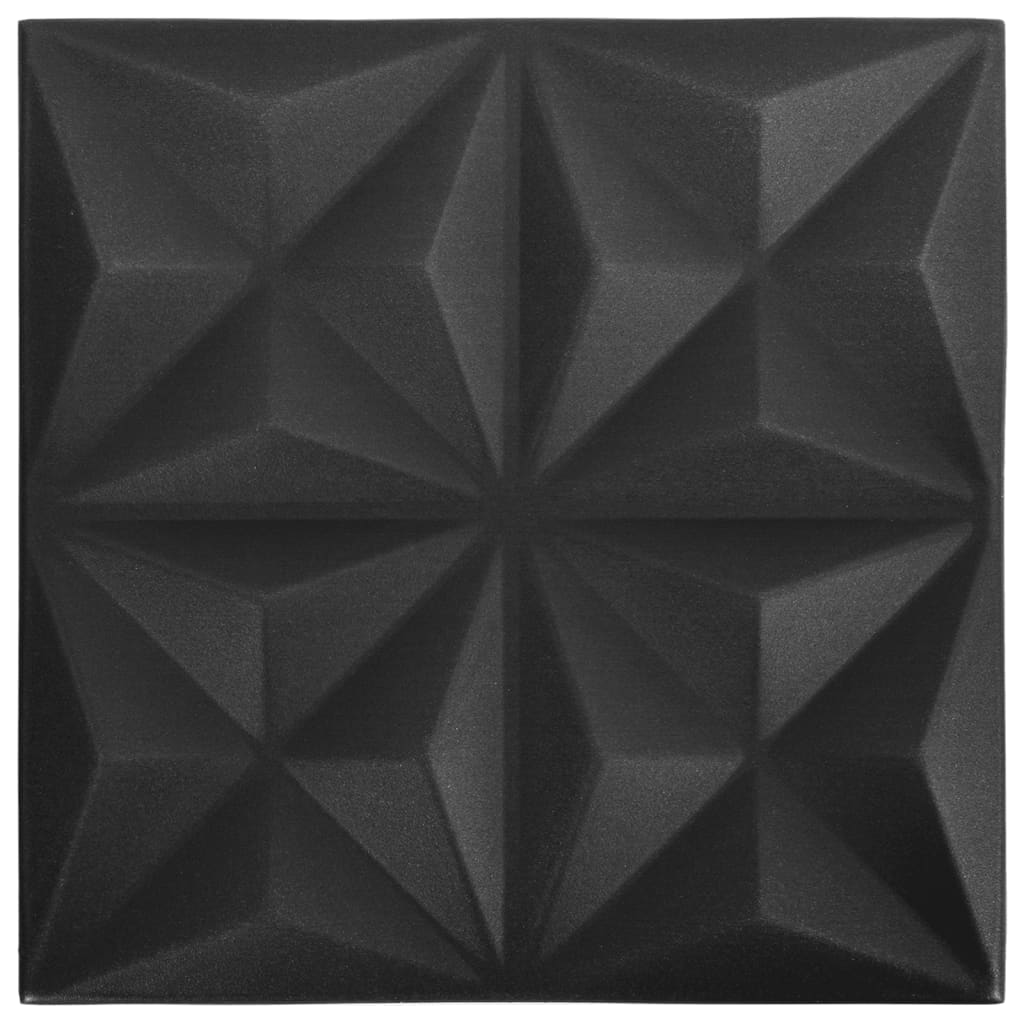 48 darab origami fekete 3D fali panel 50 x 50 cm 12 m² (150918)