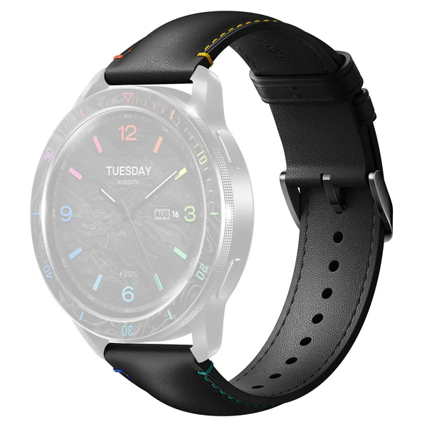 Xiaomi Rainbow Smartwatch каишка, черна, съвместима с Xiaomi Watch, екологична кожа
