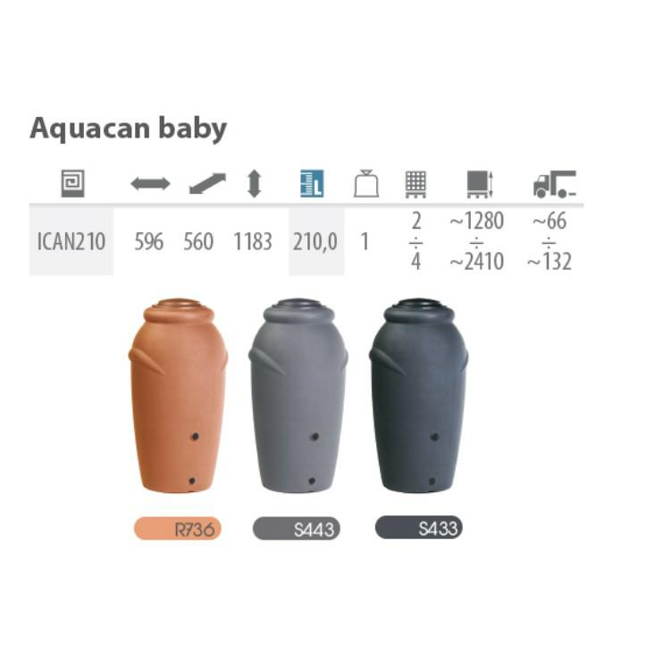 PROSPERPLAST Barrel AQUACAN BABY anthracite 210 l (ICAN210-S433)
