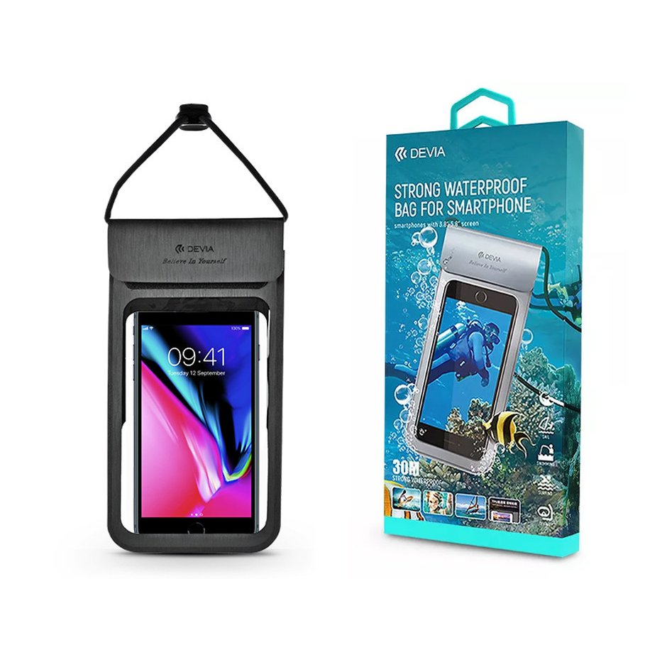 Devia univerzális vízálló védőtok max. 3.8-5.8'' méretű készülékekhez - Devia Strong Waterproof Bag For Smartphone - fekete (ST310676)