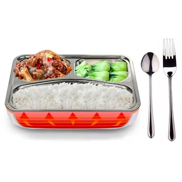 ALUM Ételmelegítő doboz fém edénnyel + evőeszköz, 220 V / 12 V (2in1) (12596-2)