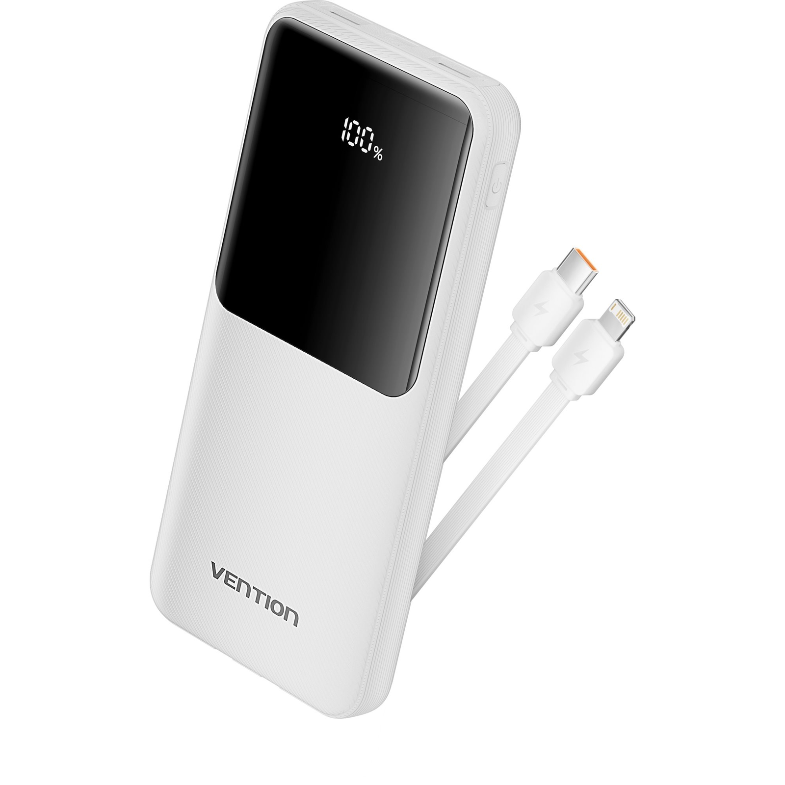 Vention 10000 mAh, Integrated USB-C, Lightning Cables, 22.5W, LED Display Type, fehér (FHOW0)