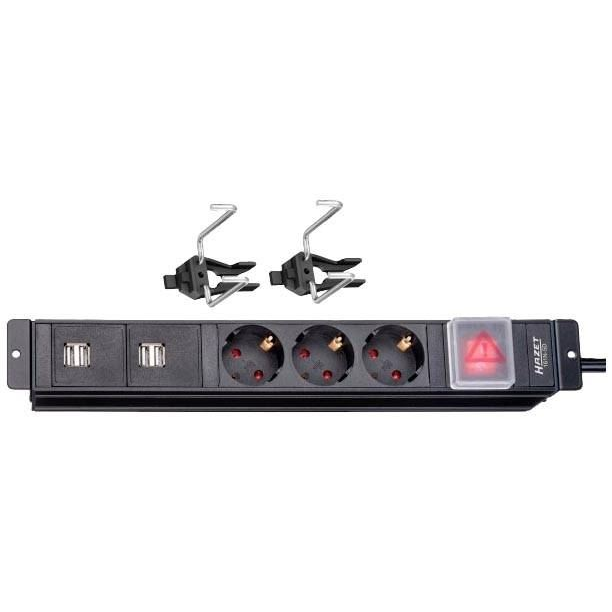 Hazet 161N-5D Elosztó kapcsolóval 3 részes Fekete Védőérintkezős 205cm (161N-5D)