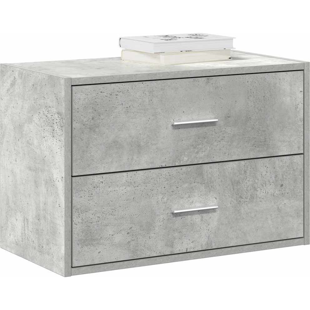 betonszürke szerelt fa szekrény 2 fiókkal 60 x 31 x 40 cm (858827)