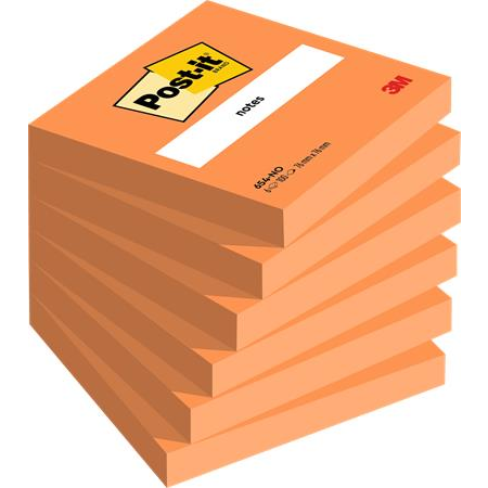 Bloc De Notas Adhesivas Quita Y Pon Post-it 76x76 Mm Naranjaneon Con 100 Hoj