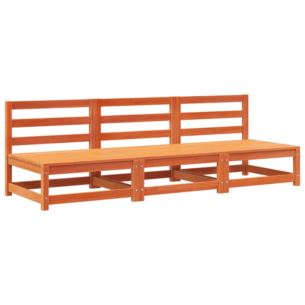 3 db viaszbarna tömör fenyő kar nélküli kerti kanapé 70x70x67cm (837932)