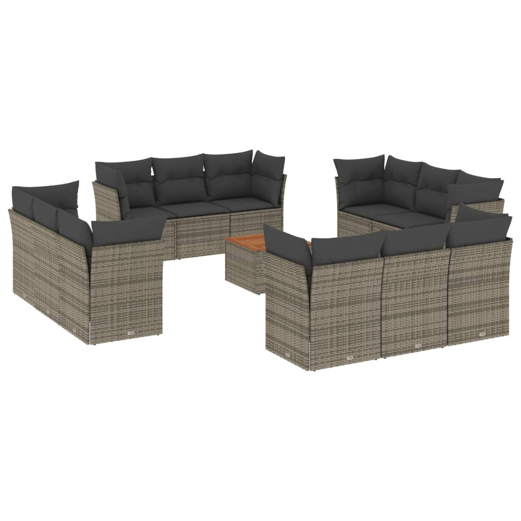 13 részes szürke polyrattan kerti ülőgarnitúra párnákkal (3255871)