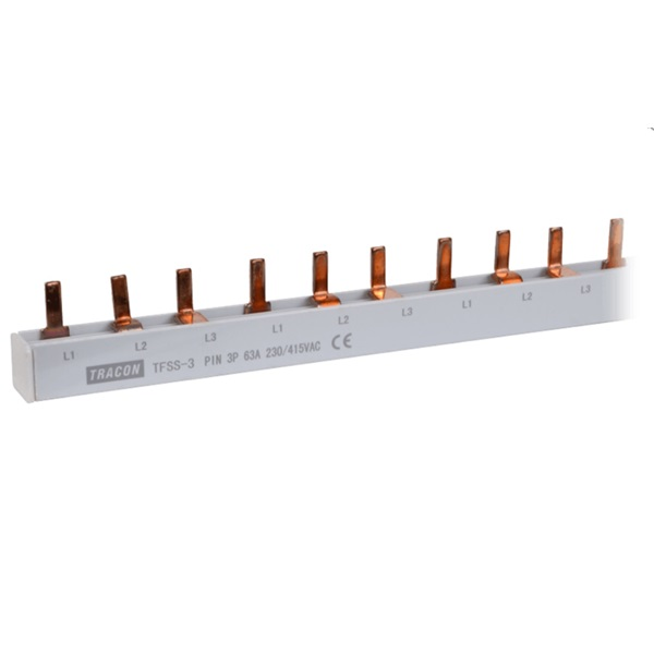 Tracon TFSS-3 csapos kivitelű max.63A/ 230/400VAC/ 3P/ 56modul/ 1m soroló sín (TFSS-3)