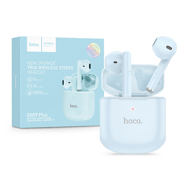 Hoco EW19 Plus TWS Bluetooth 5.3 fülhallgató kék töltőtokkal
