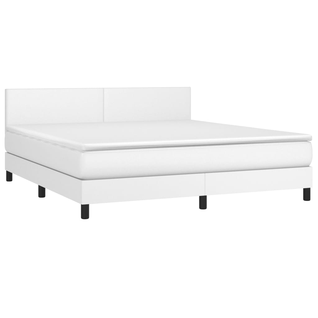 fehér műbőr rugós ágy matraccal és LED-del 160x200 cm (3134112)
