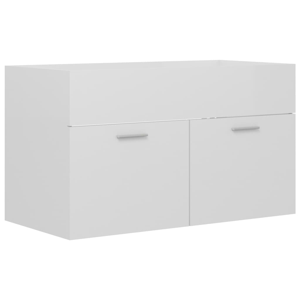 magasfényű fehér forgácslap mosdószekrény 80 x 38,5 x 46 cm (804662)