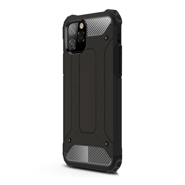 Defender műanyag telefonvédő (közepesen ütésálló, légpárnás sarok, szilikon belső, fémhatás) FEKETE [Apple iPhone 11 Pro] (5996457900527)