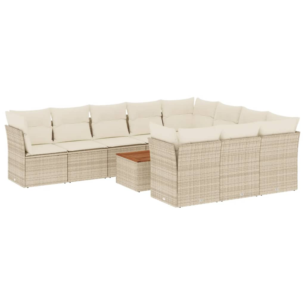 11 részes bézs polyrattan kerti ülőgarnitúra párnákkal (3256170)