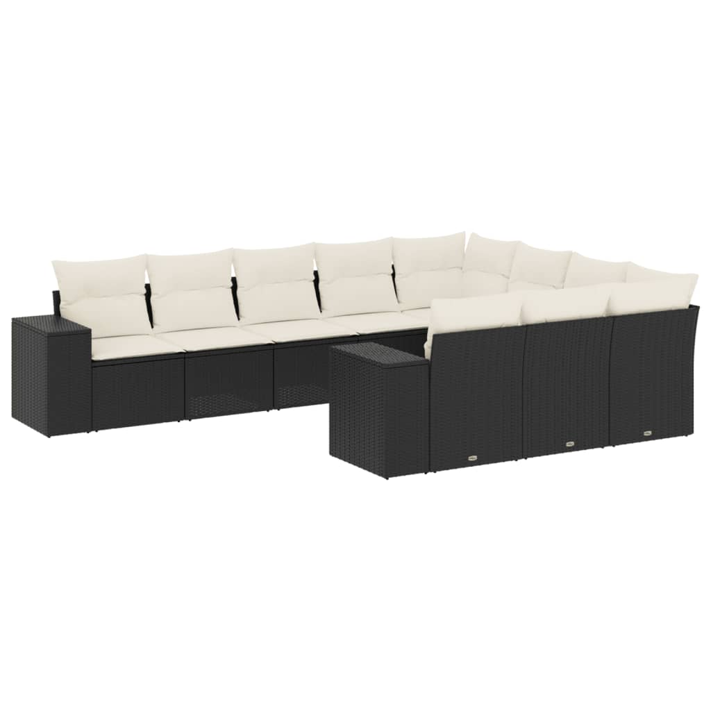 10 részes fekete polyrattan kerti ülőgarnitúra párnákkal (3223085)