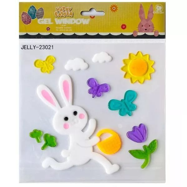 Nyuszi kosárral ablakzselé 20 x 25 cm (312833)