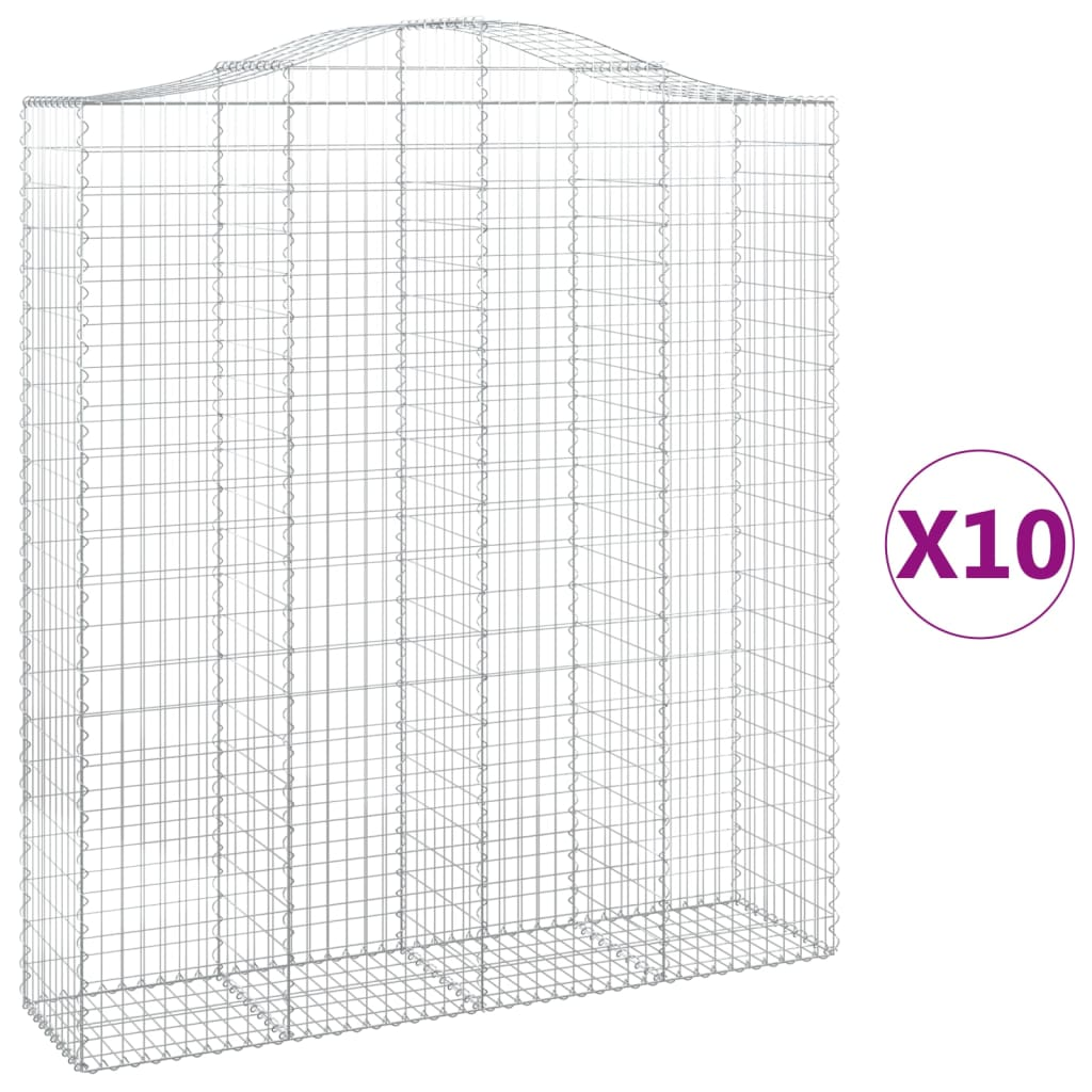10 db íves horganyzott vas gabion kosár 200x50x220/240 cm (3145774)
