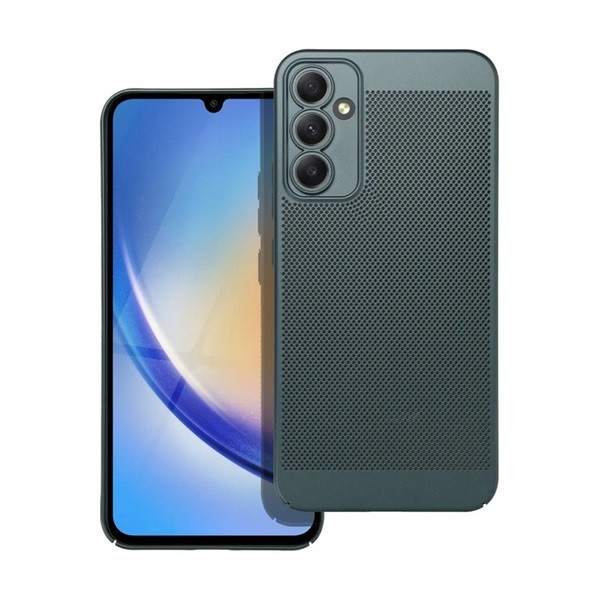 Samsung Galaxy A34 5G SM-A346B, Műanyag hátlap védőtok, légáteresztő, lyukacsos minta, Breezy, sötétzöld (G142653)