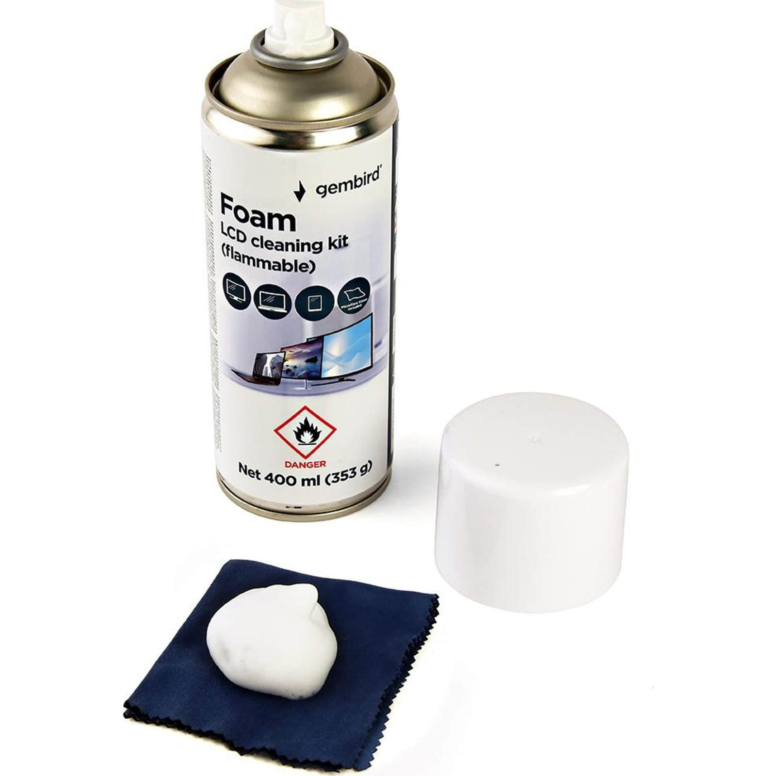 GEMBIRD CK-LCD-08 Habos LCD tisztító készlet (gyúlékony) 400 ml (CK-LCD-08)