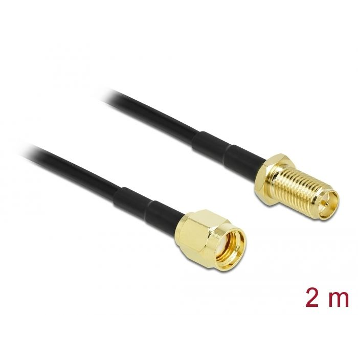 Delock antenna kábel RP-SMA-dugó - RP-SMA-hüvely LMR/CFD100 2m (90445) (DE90445)
