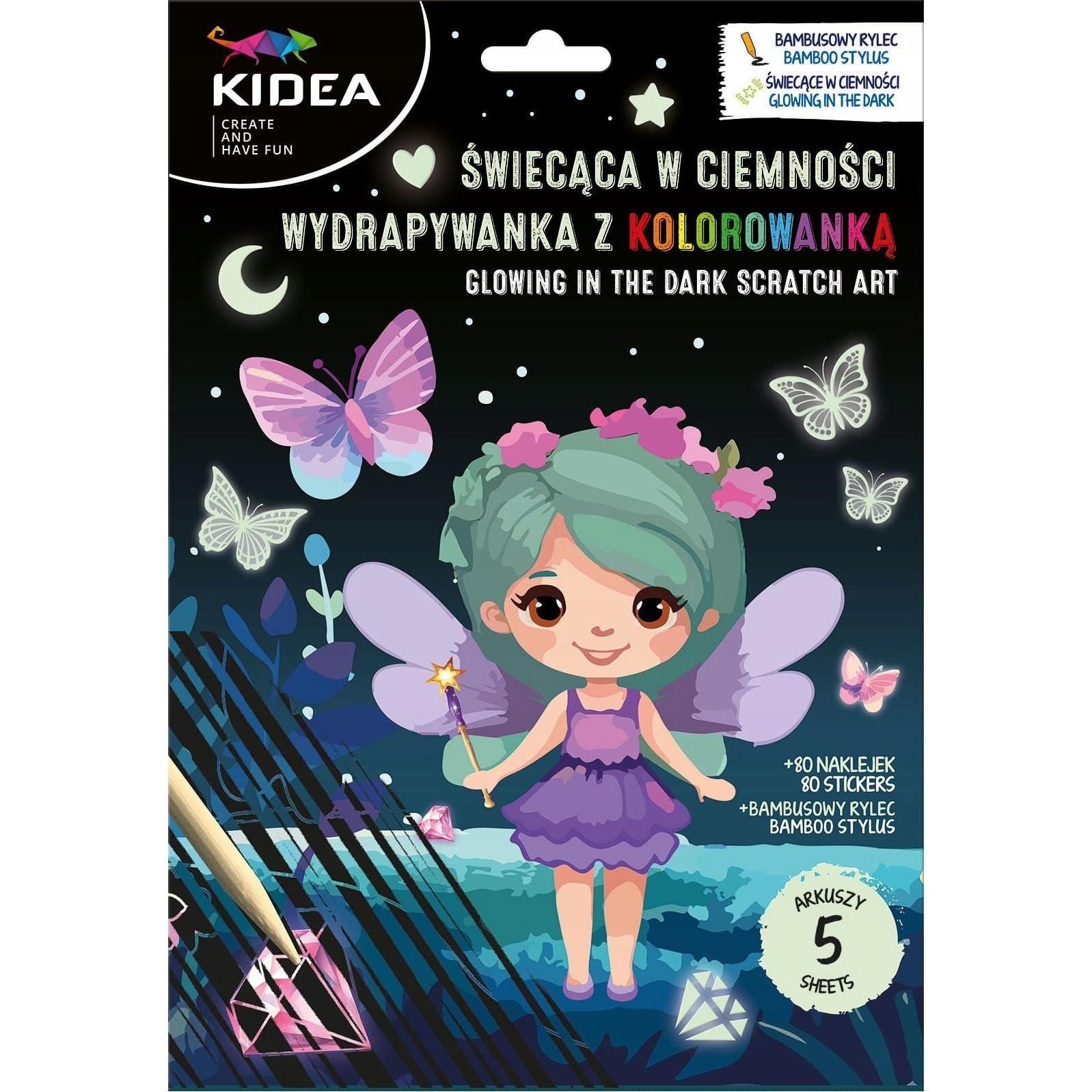 Kidea 2 Az 1-ben Világítós Képkarcoló És Színező Készlet - Tündérek (SCWKMKA) (SCWKMKA)