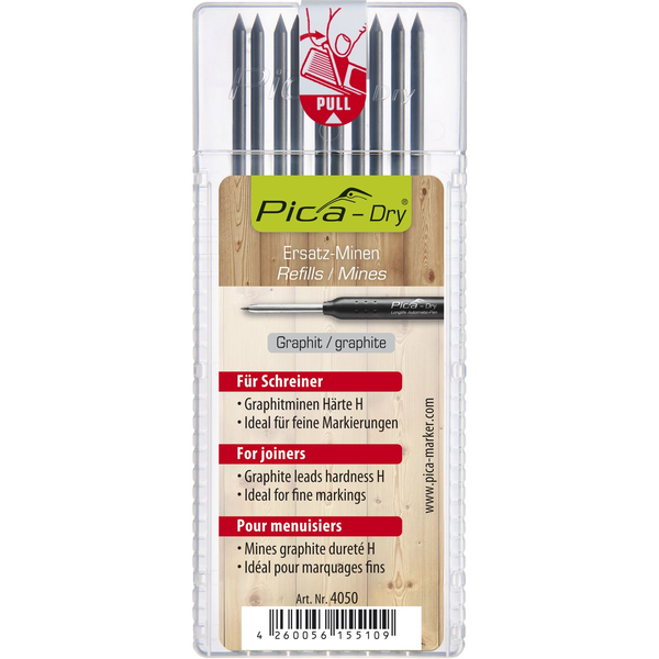 Estuche 10 Minas Dry Grafito H Para Marcados Finos Pica 4050