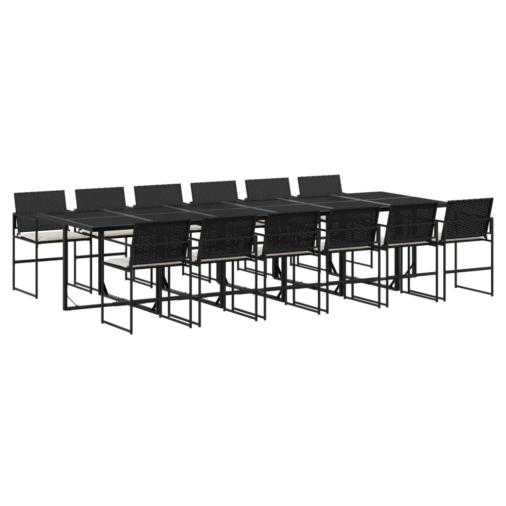 13 részes fekete polyrattan kerti ülőgarnitúra párnákkal (3295062)