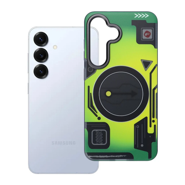 Forcell F-Protect Levels kettős rétegű 4D technológiás tok Samsung Galaxy S25 készülékhez MagSafe-kompatibilis katonai esésállóságú cyber green