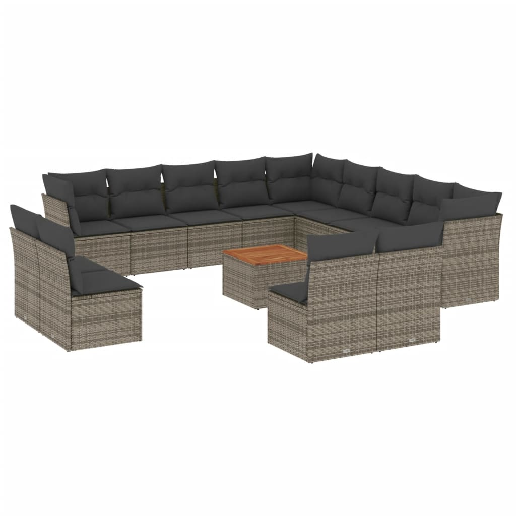 14 részes szürke polyrattan kerti ülőgarnitúra párnákkal (3256270)