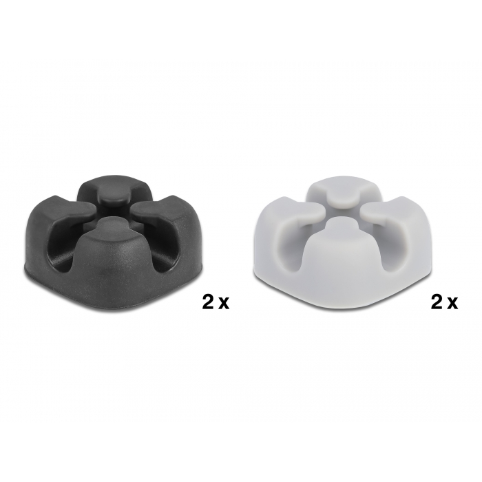 Delock 18405 kereszt alakú öntapadós 4db-os fekete-szürke kábeltartó készlet (18405)